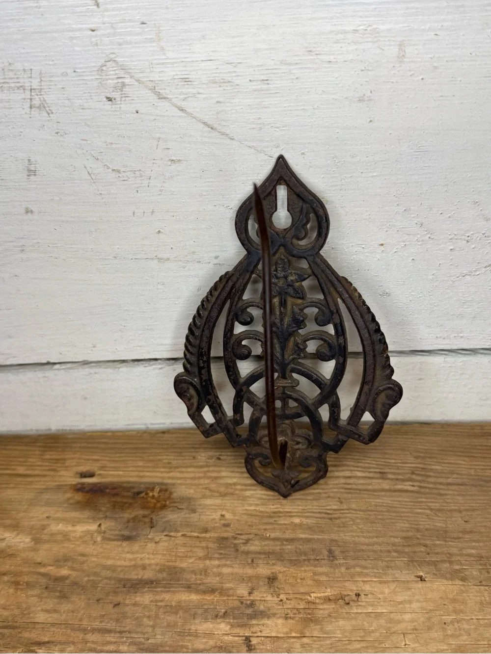 Old antique Ornate Victorian Cast Iron Wall Mount Receipt Holder Hook Hanger